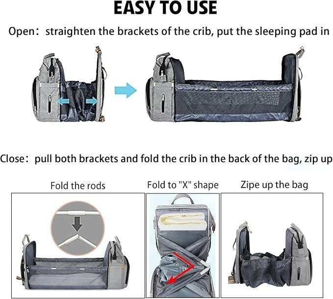 Portable Folding Crib Diaper Bag Multi-Function