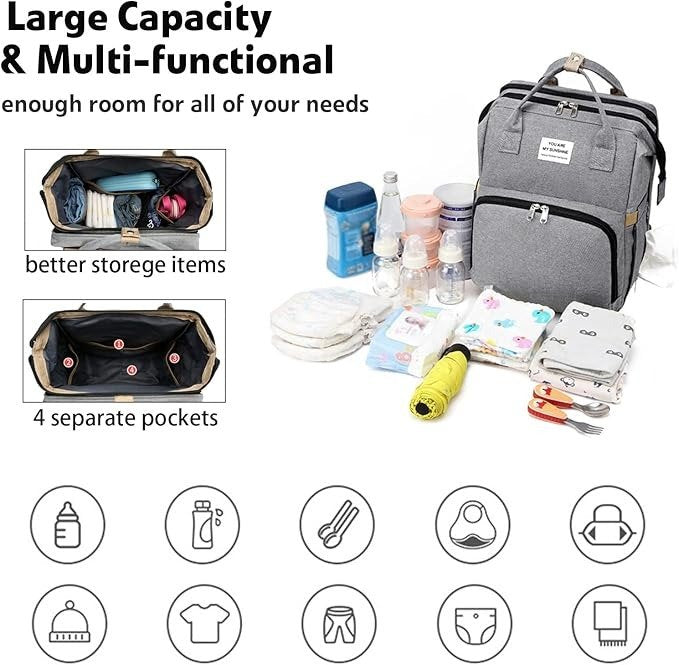 Portable Folding Crib Diaper Bag Multi-Function